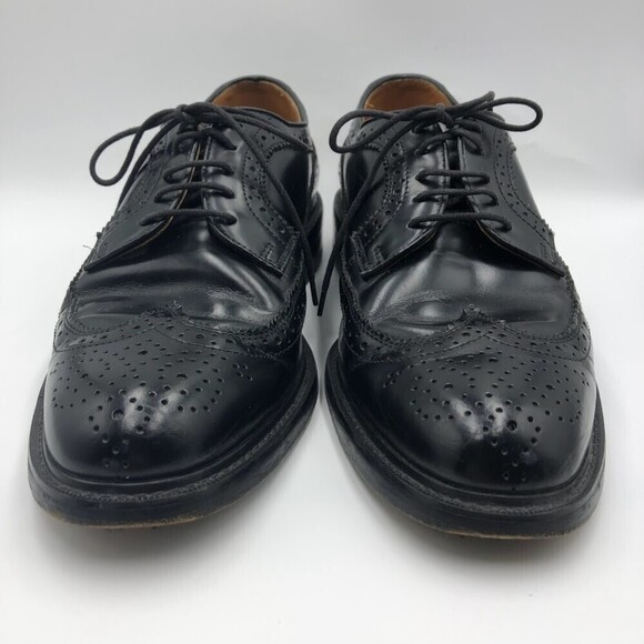 Vintage French Shriner Mens Black Leather Wing Tip Lace Up Dress Shoes Size 8.5M main image 8